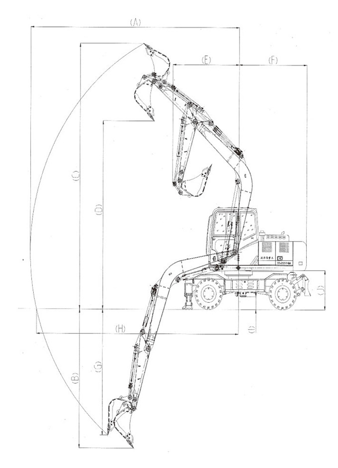 乐虎88国际DLS100-9A 9.7吨轮式液压挖掘机工作参数