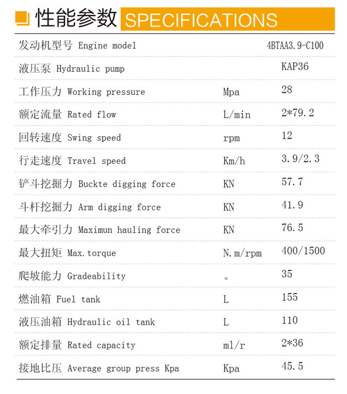 乐虎88国际DLS100-9B 9吨履带式液压挖掘机性能参数